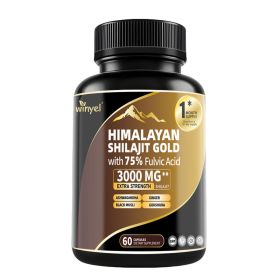 Shilajit Capsules, Ashwagandha, Gokshura, 85 Trace Minerals, High Potency Gold Grade Himalayan Shilajit Supplements, 60 Capsules For Women And Me (Option: 1 PCS)
