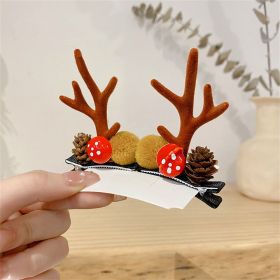 2pcs/Set Kawaii Christmas Elk Ear Hair Clip Women Girl Santa Snowman Hairpin Xmas Party Barrettes For Kids Cosplay Headwear (Color: O)