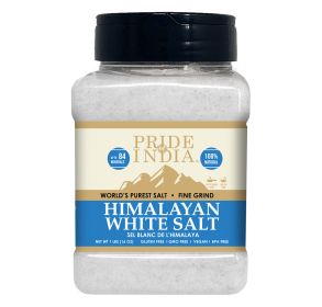 Himalayan White Salt by Pride Of India - 1lb - Rarest & Enriched W/84+ Natural Minerals- Low Sodium- Mineral Rich Nutrition and Enhanced Taste- H (Texture: Fine Grind, size: 1 Lbs)